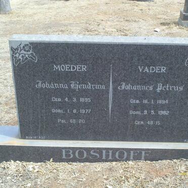 BOSHOFF Johannes Petrus 1894-1982 &amp; Johanna Hendrina 1895-1977