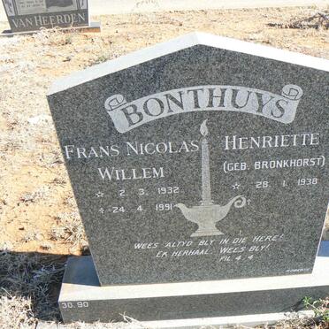 BONTHUYS Frans Nicolas Willem 1932-1991 &amp; Henriette BRONKHORST 1938-