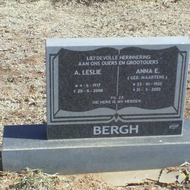 BERGH A. Leslie 1917-2006 &amp; Anna E. MAARTENS 1920-2003