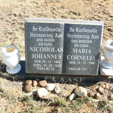 CLAASE Nicoholas Johannes 1942-2010 &amp; Maria Cornelia 1948-