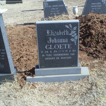CLOETE Elizabeth Johanna 1924-1983