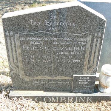 COMBRINK Petrus C. 1932-2004 &amp; Elizabeth W. DE KLERK 1937-1993 :: COMBRINK Cornelia Jacoba 1959-2005