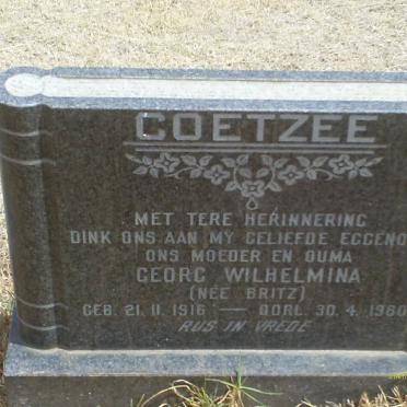 COETZEE Georg Wilhelmina nee BRITZ 1916-1980