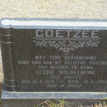 COETZEE Georg Wilhelmina nee BRITZ 1916-1980