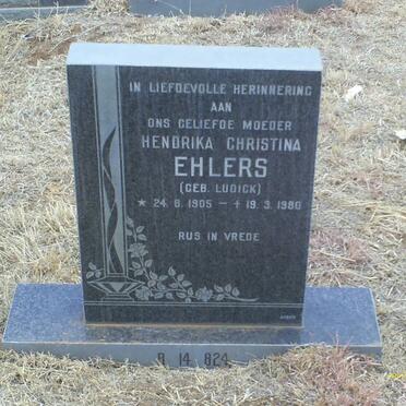 EHLERS Hendrika Christina nee LUDICK 1905-1980