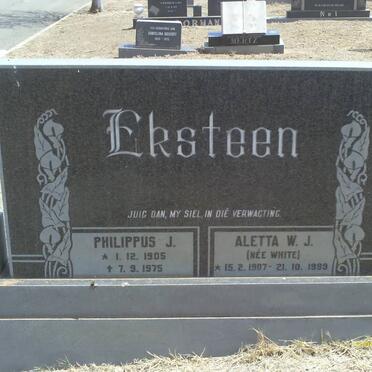 EKSTEEN Philippus J. 1905-1975 &amp; Aletta W.J. WHITE 1907-1999