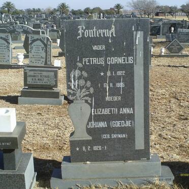 FONTERNEL Petrus Cornelis 1922-1995 &amp; Elizabeth Anna Johanna SNYMAN 1926-