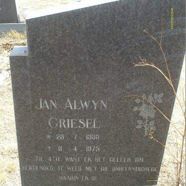GRIESEL Jan Alwyn 1933-1975