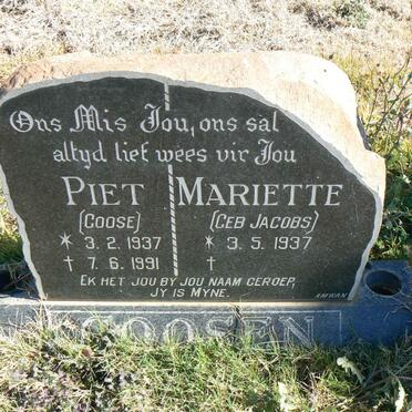 GOOSEN Piet 1937-1991 &amp; Mariette JACOBS 1937-