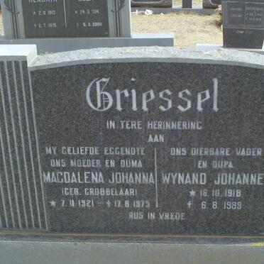 GRIESSEL Wynand Johannes 1918-1989 &amp; Magdalena Johanna GROBBELAAR 1921-1975