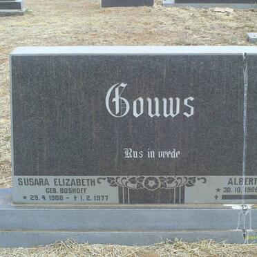 GOUWS Albertus 1906- &amp; Susara Elizabeth BOSHOFF 1908-1977