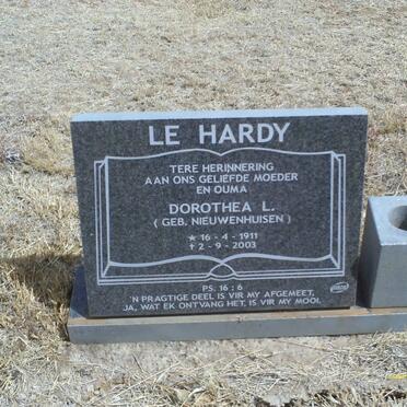 HARDY Dorothea L., le nee NIEUWENHUISEN 1911-2003