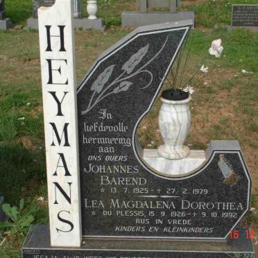 HEYMANS Johannes Barend 1925-1979 &amp; Lea Magdalena Dorothea DU PLESSIS 1926-1992