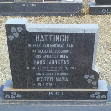 HATTINGH Hans Jurgens 1893-1978 &amp; Hester Maria 1896-