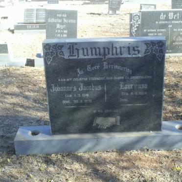 HUMPHRIS Johannes Jacobus 1918-1978 &amp; Lourensa 1924-
