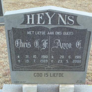 HEYNS Chris C.F. 1910-1989 &amp; Anna C. 1916-2000