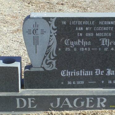 JAGER Christian, de 1939-2008 &amp; Cynthia Merle 1943-1986