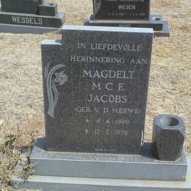 JACOBS Magdelt M.C.E. nee V.D. MERWE 1898-1978
