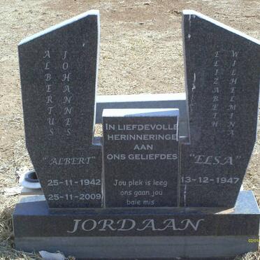 JORDAAN Albertus Johannes 1942-2009 &amp; Elizabeth Wilhelmina 1947-