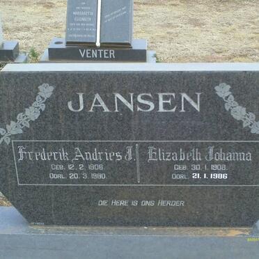 JANSEN Frederik Andries J. 1906-1980 &amp; Elizabeth Johanna 1908-1986