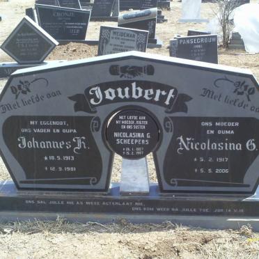 JOUBERT Johannes K. 1913-1981 &amp; Nicolasina G. 1917-2006 :: SCHEEPERS Nicolasina G. 1957-1987