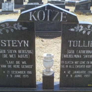 KOTZE Steyn Hertzog De Wet 1916-1975 &amp; Catherina Wilhelmina SNYMAN 1916-1997