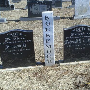 KOEKEMOER Hendrik B. 1922-1981 &amp; Petra J.J. VENTER 1928-2005