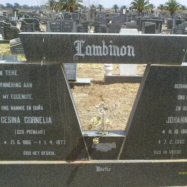 LAMBINON Johannes 1905-1982 &amp; Gesina Cornelia PIENAAR 1905-1977