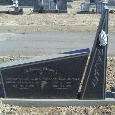 MACKAY William Macdonald 1899-1973 &amp; Johanna Lodewika DU PLESSIS 1902-1973
