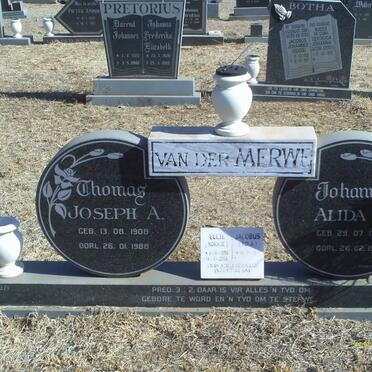 MERWE Thomas Joseph A., van der 1908-1988 &amp; Johanna Alida W. 1910-1995 :: VAN DER MERWE Jacobus ?- &amp; Ellie 1950-2004