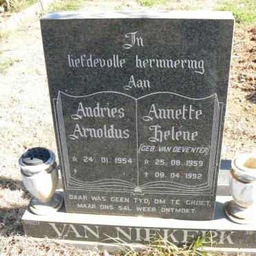 NIEKERK Andries Arnoldus, van 1954- &amp; Annette Helene VAN DEVENTER 1959-1992
