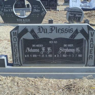 PLESSIS Stephanus G., du 1902-1982 &amp; Johanna H.E. 1898-1982