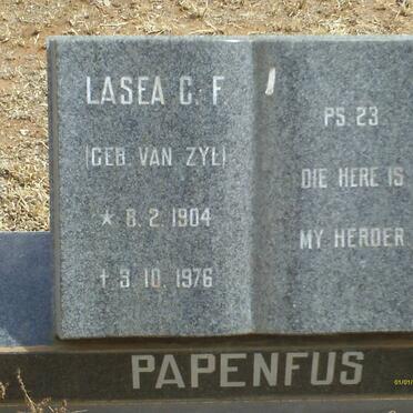 PAPENFUS Lasea C.F. nee VAN ZYL 1904-1976