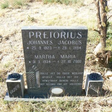 PRETORIUS Johannes Jacobus 1923-1994 &amp; Martha Maria 1934-2000