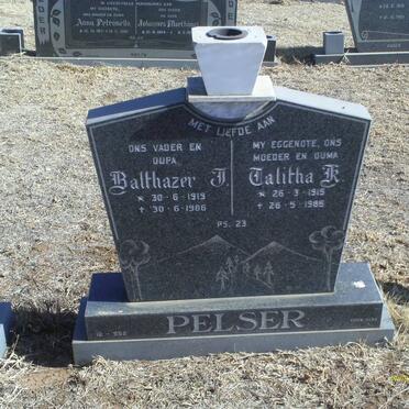 PELSER Balthazer J. 1919-1986 &amp; Talitha K. 1915-1985