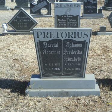 PRETORIUS Barend Johannes 1925-2002 &amp; Johanna Frederika Elizabeth 1926-1985