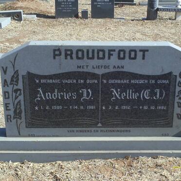 PROUDFOOT Andries D. 1905-1981 &amp; C.J. 1912-1982