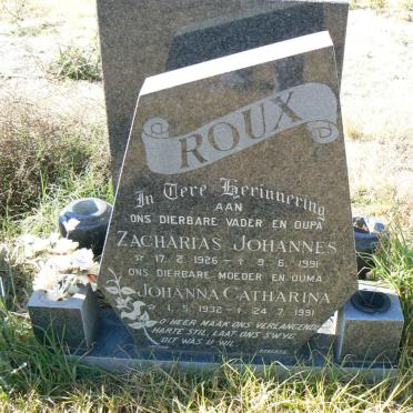 ROUX Zacharias Johannes 1926-1991 &amp; Johanna Catharina 1932-1991