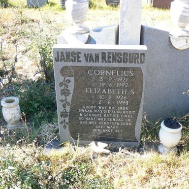 RENSBURG Cornelius, Janse van 1927-1992 &amp; Elizabeth S. 1926-1994