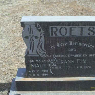ROETS Frans E..M. 1899-1970 &amp; Malie 1903-1994