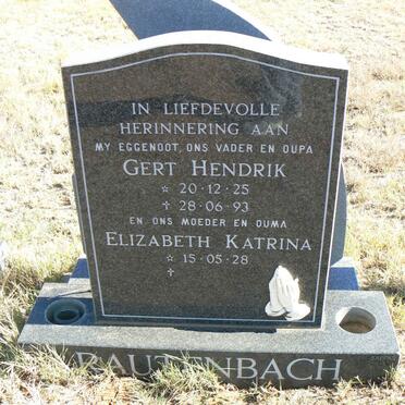 RAUTENBACH Gert Hendrik 1925-1993 &amp; Elizabeth Katrina 1928-