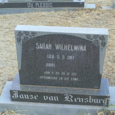 RENSBURG Sarah Wilhelmina, Janse van 1917-