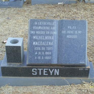 STEYN Wilhelmina Magdalena nee DU TOIT 1908-1980