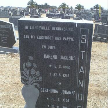 STANDER Barend Jacobus 1902-1978 &amp; Gertruida Johanna 1908-1998