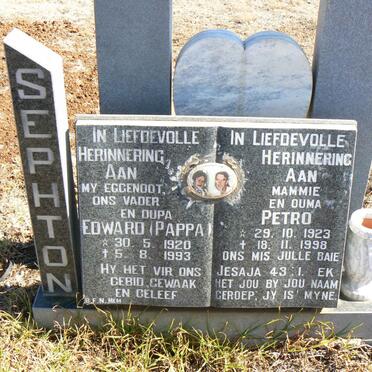 SEPHTON Edward 1920-1993 &amp; Petro 1923-1998