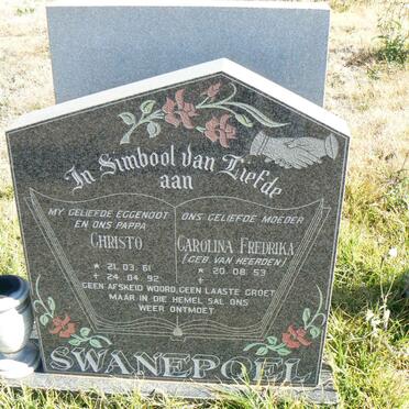 SWANEPOEL Christo 1961-1992 &amp; Carolina Fredrika VAN HEERDEN 1953-