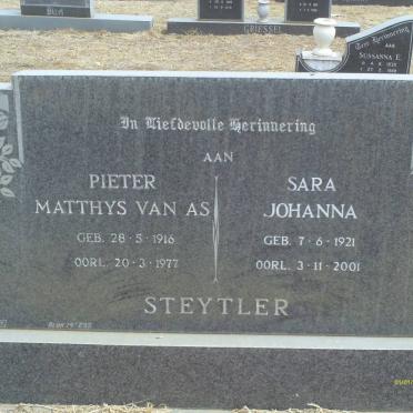STEYTLER Pieter Matthys Van As 1916-1977 &amp; Sara Johanna 1921-2001