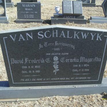 SCHALKWYk David Frederik C., van 1902-1981 &amp; Cornelia Magaretha 1904-1986