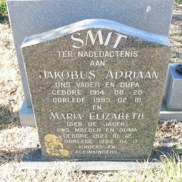 SMIT Jakobus Adriaan 1914-1993 &amp; Maria Elizabeth DE JAGER 1927-1992
