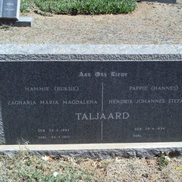TALJAARD Hendrik Johannes Stefanus 1934- &amp; Zagharia Maria Magdalena 1943-1972